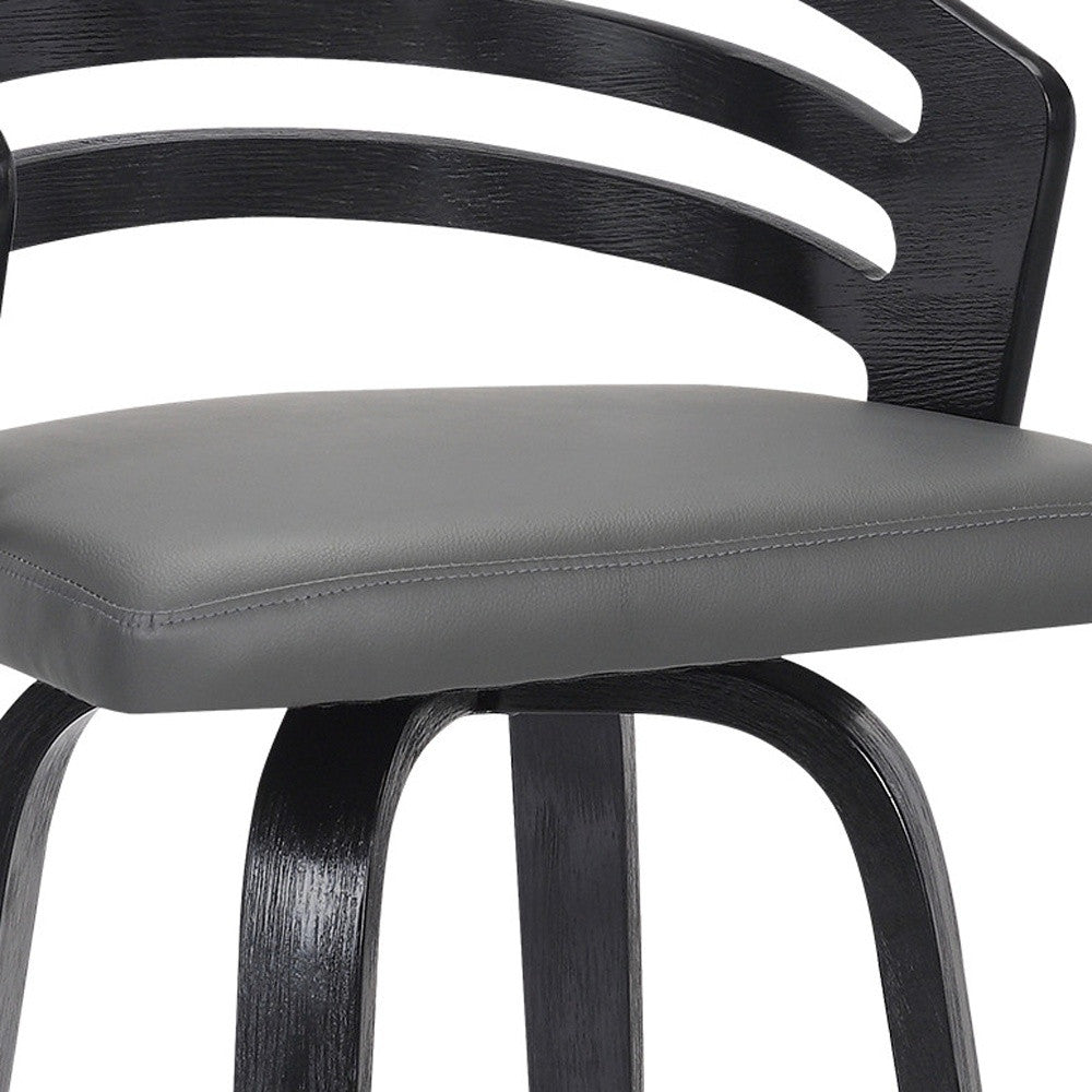 HomeRoots 26" Iron Swivel Low Back Counter Height Bar Chair With Gray and Black Finish