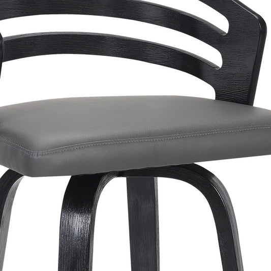 HomeRoots 26" Iron Swivel Low Back Counter Height Bar Chair With Gray and Black Finish