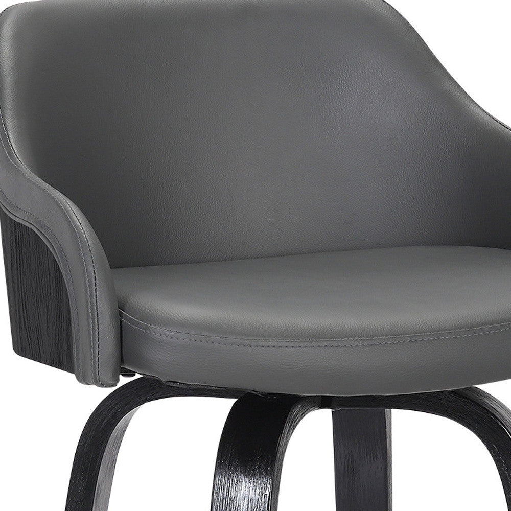 HomeRoots 26" Iron Swivel Low Back Counter Height Bar Chair With Gray and Black Finish