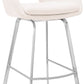 HomeRoots 26" Iron Swivel Low Back Counter Height Bar Chair With White and Silver Finish