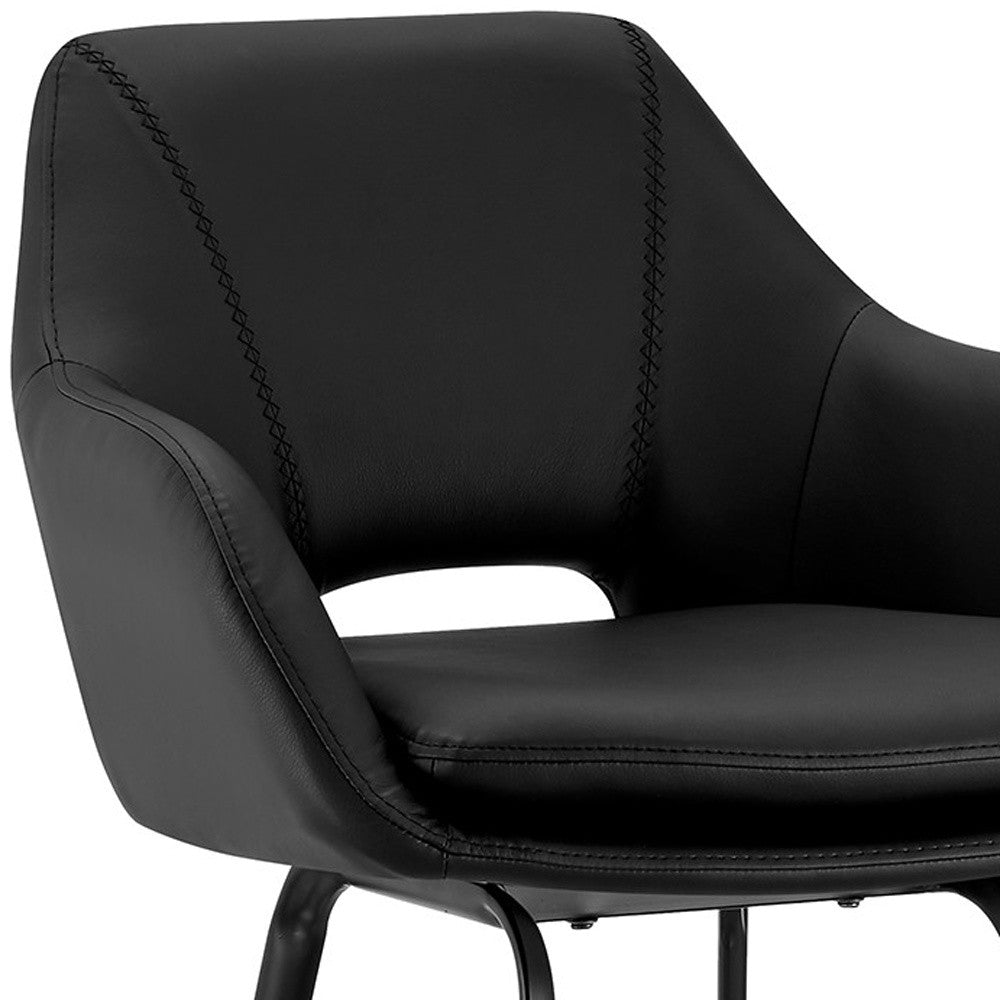 HomeRoots 26" Iron Swivel Low Back Counter Height Bar Chair in Black Finish