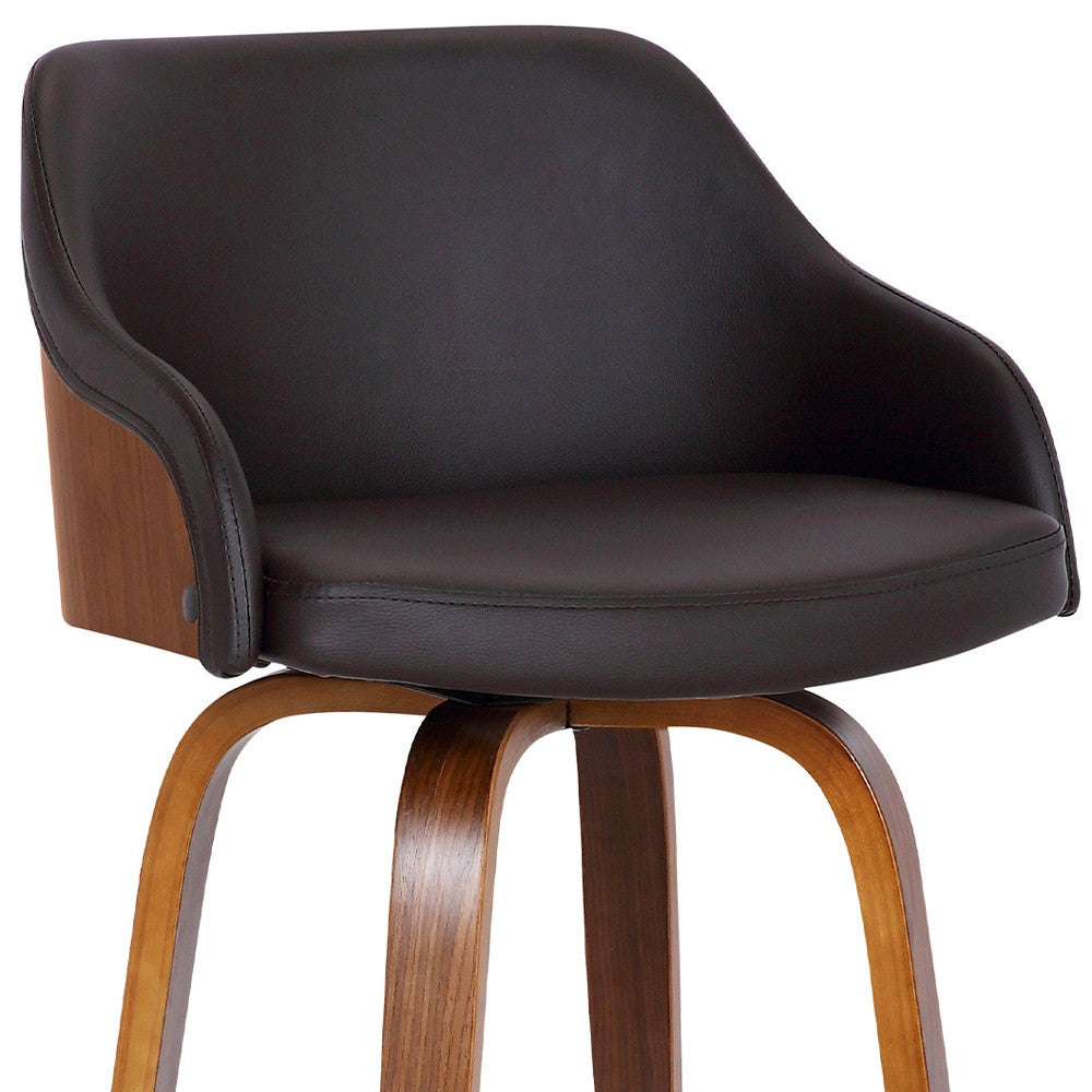 HomeRoots 26" Iron Swivel Low Back Counter Height Bar Chair in Brown Finish