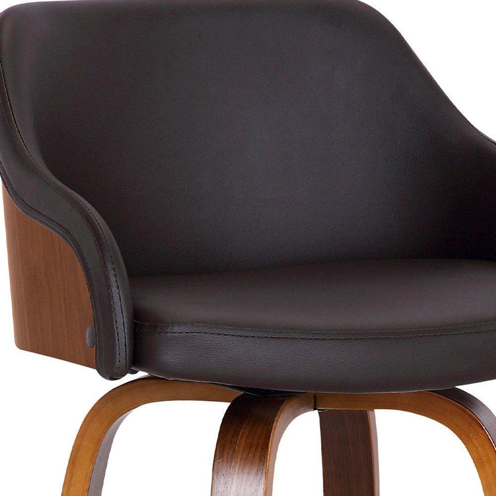 HomeRoots 26" Iron Swivel Low Back Counter Height Bar Chair in Brown Finish