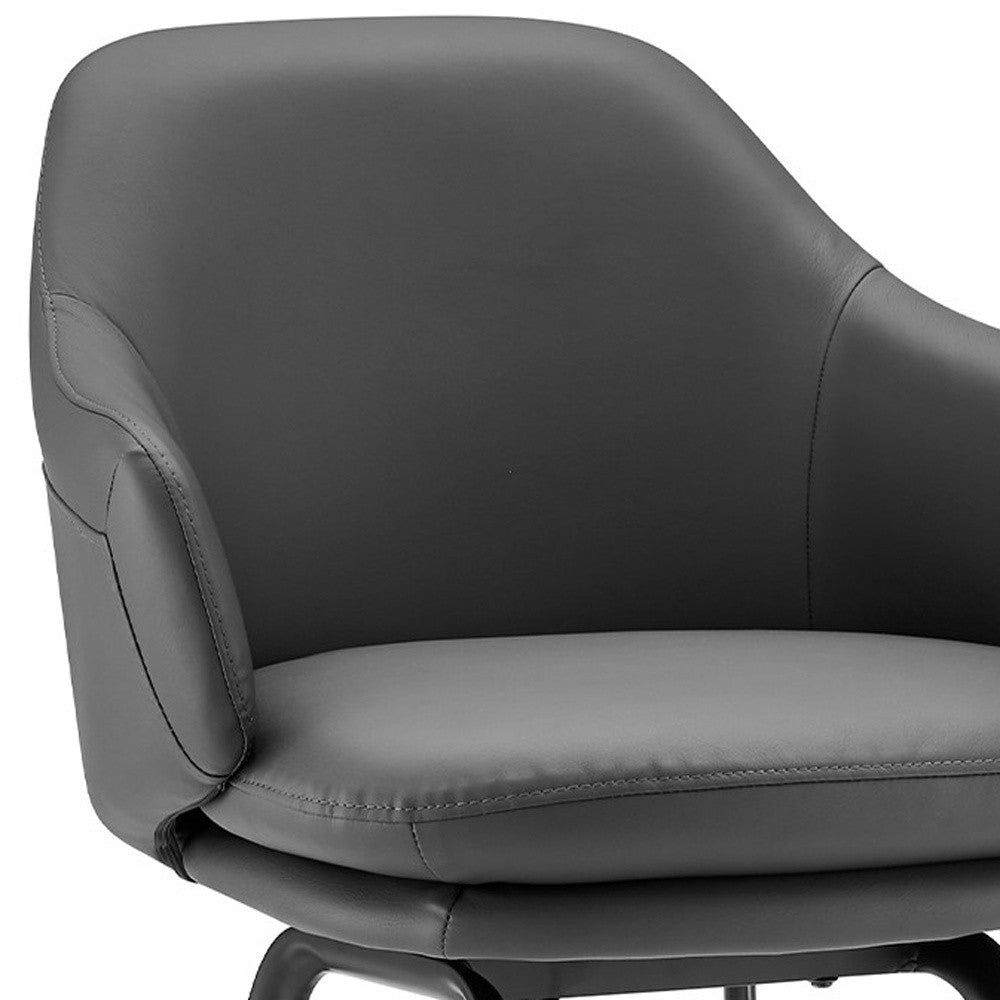 HomeRoots 26" Iron Swivel Low Back Counter Height Bar Chair in Gray and Black Finish