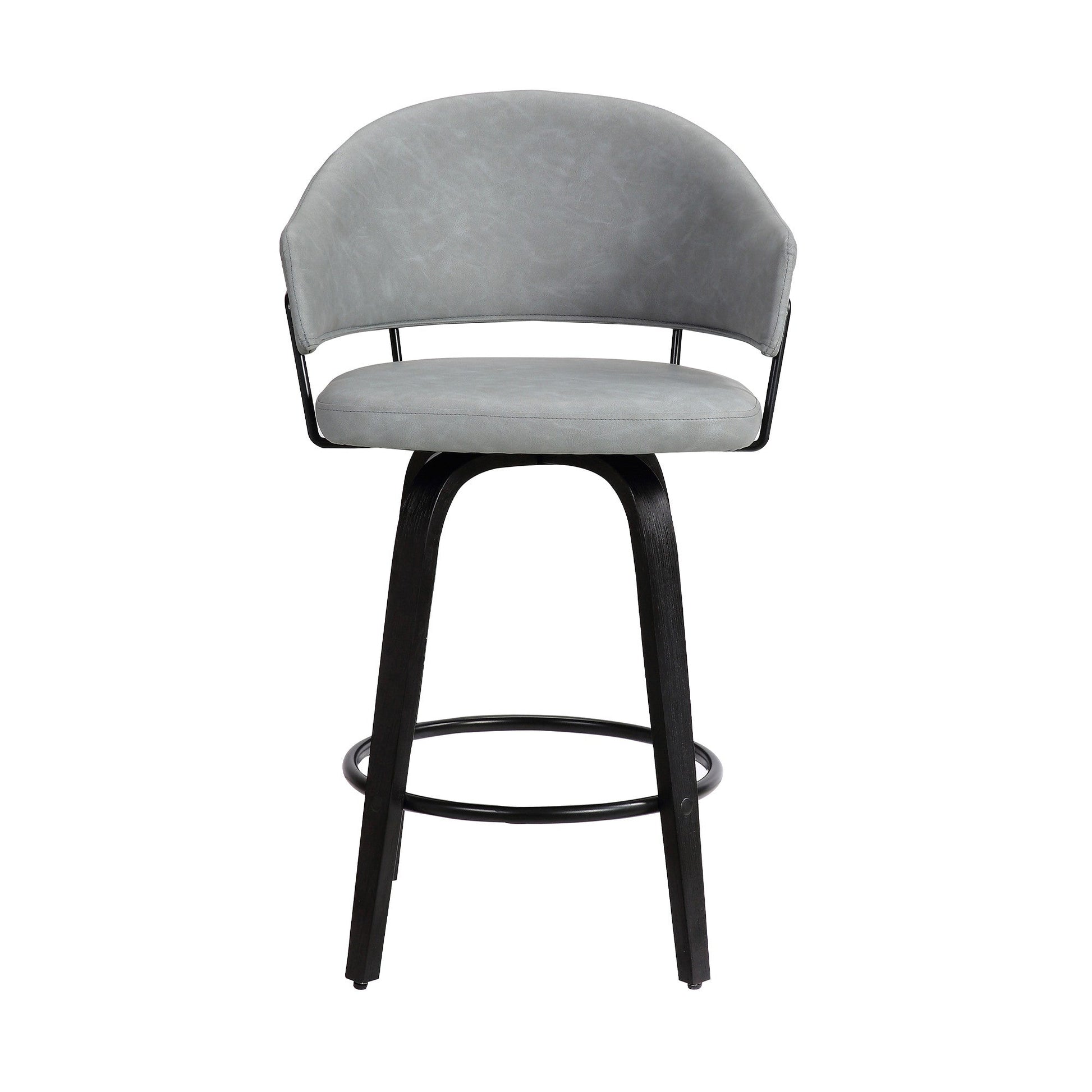 HomeRoots 26" Iron Swivel Low Back Counter Height Bar Chair in Gray and Black Finish