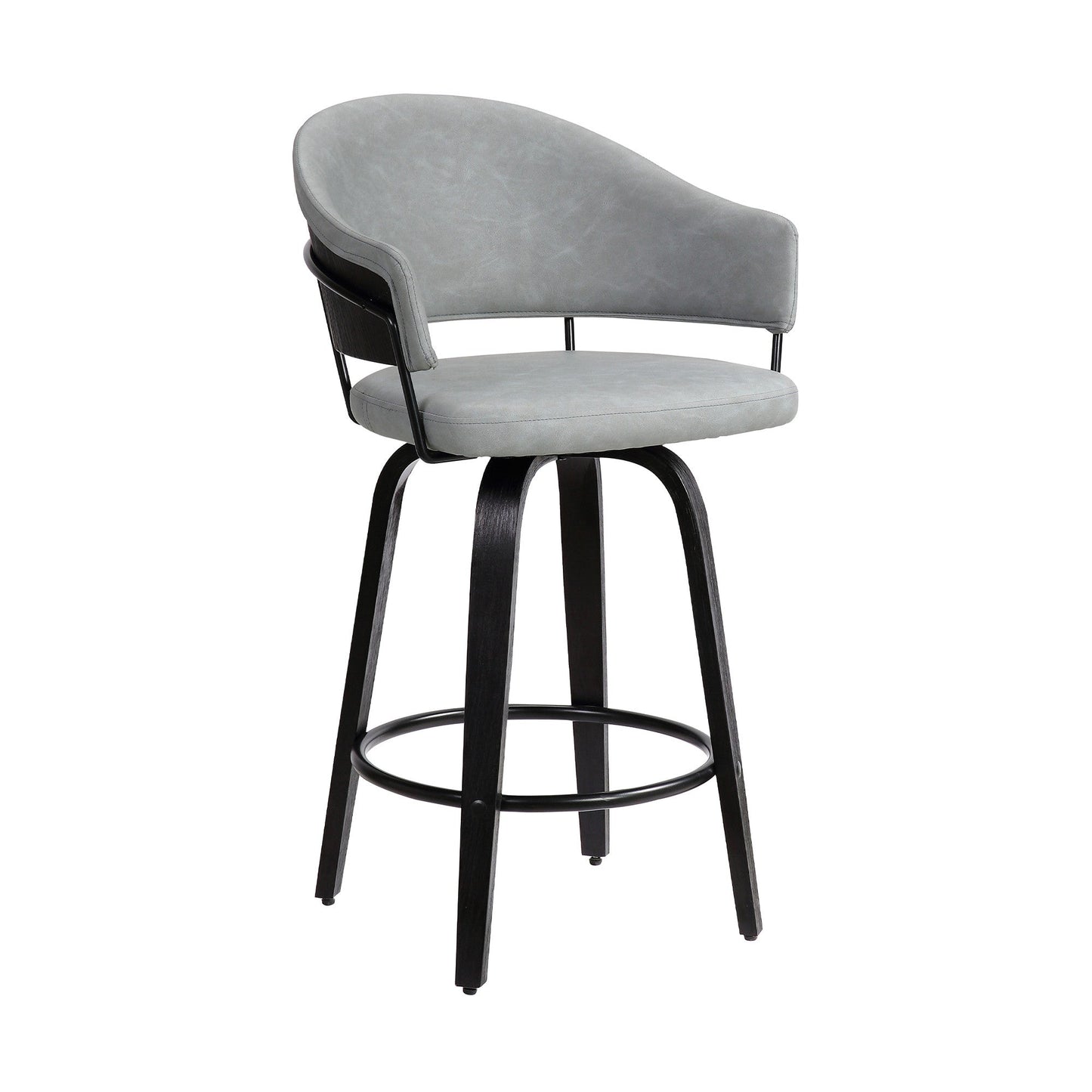 HomeRoots 26" Iron Swivel Low Back Counter Height Bar Chair in Gray and Black Finish