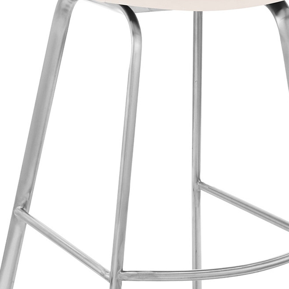 HomeRoots 26" Iron Swivel Low Back Counter Height Bar Chair in White and Silver Finish
