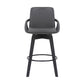 HomeRoots 26" Luxurious Grey Faux Leather and Black Wood Swivel Bar Stool