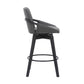 HomeRoots 26" Luxurious Grey Faux Leather and Black Wood Swivel Bar Stool