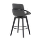 HomeRoots 26" Luxurious Grey Faux Leather and Black Wood Swivel Bar Stool