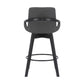 HomeRoots 26" Luxurious Grey Faux Leather and Black Wood Swivel Bar Stool
