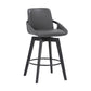 HomeRoots 26" Luxurious Grey Faux Leather and Black Wood Swivel Bar Stool
