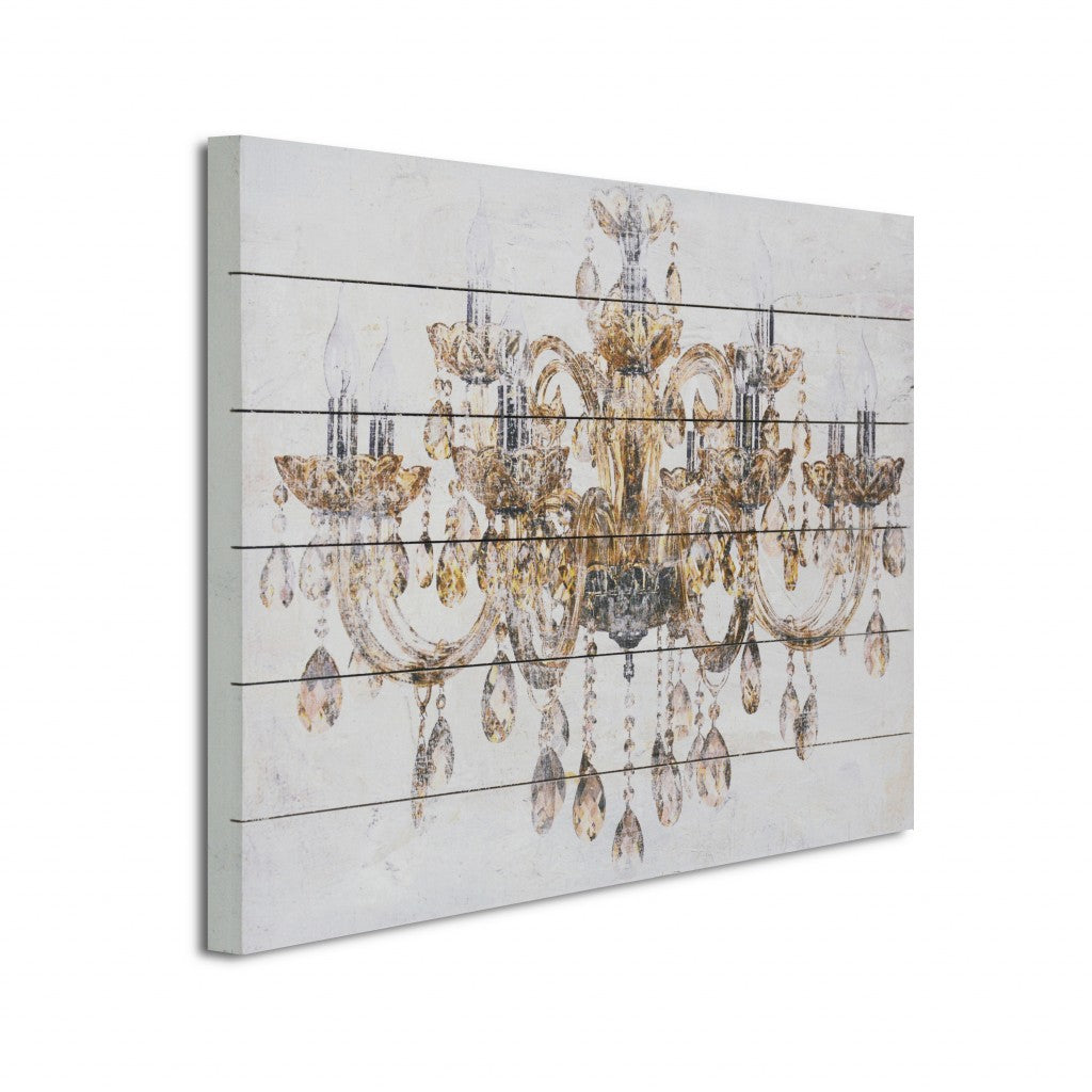 HomeRoots 26" Luxurious Vintage Chandelier Wood Plank Wall Art