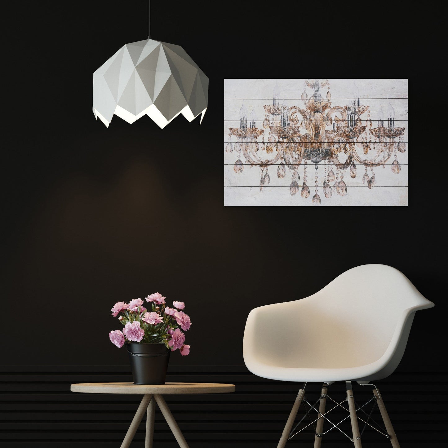HomeRoots 26" Luxurious Vintage Chandelier Wood Plank Wall Art