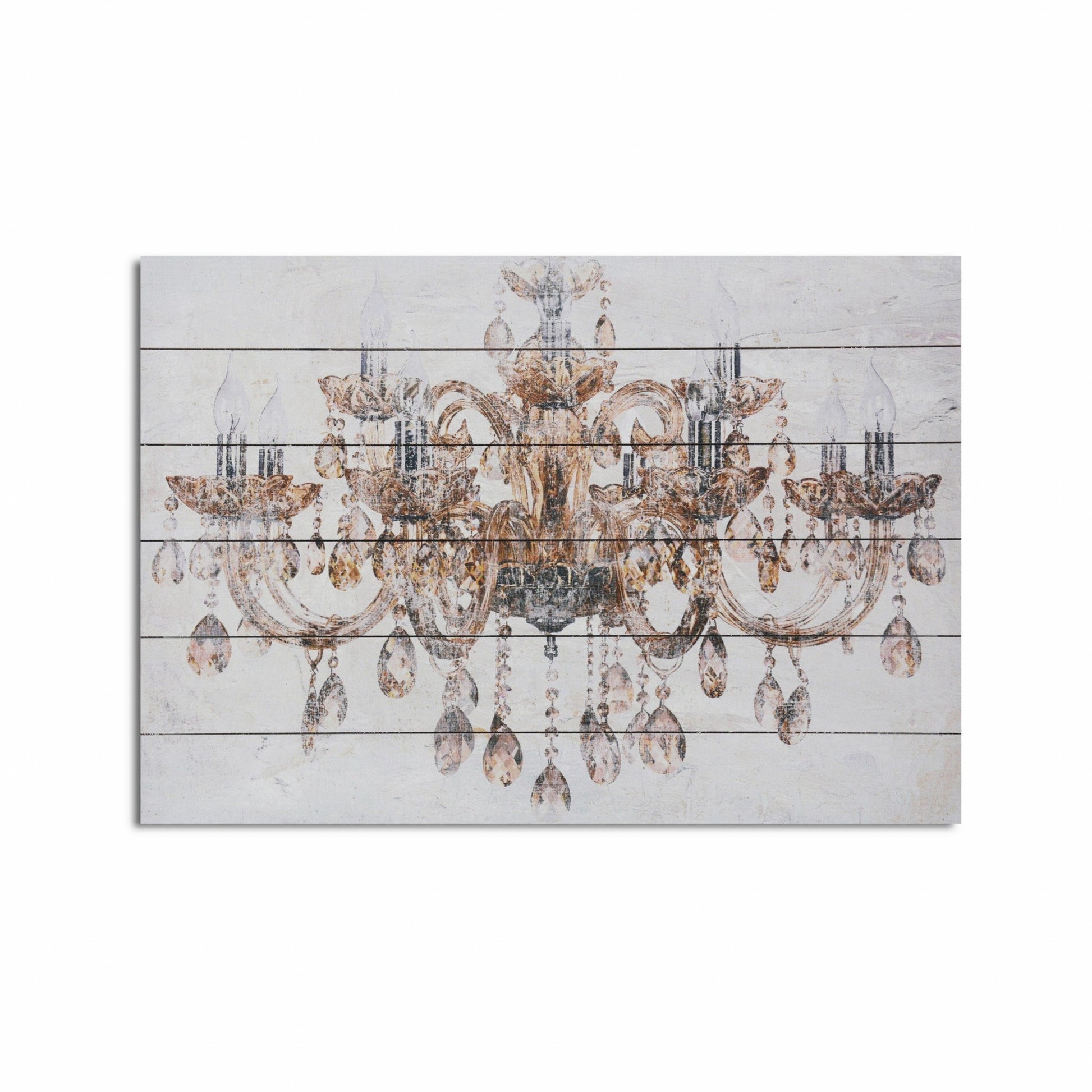 HomeRoots 26" Luxurious Vintage Chandelier Wood Plank Wall Art