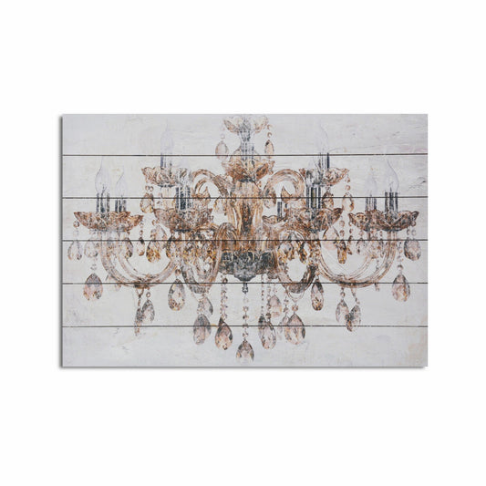 HomeRoots 26" Luxurious Vintage Chandelier Wood Plank Wall Art