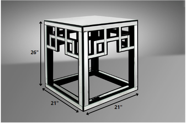 HomeRoots 26" Mirrored Glass and MDF End Table