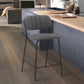 HomeRoots 26" Mod Grey Faux Leather Bar Stool with Black Metal Frame