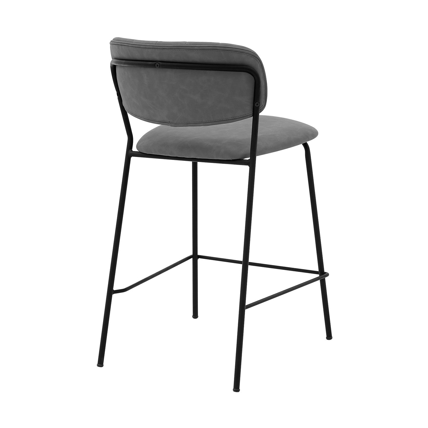 HomeRoots 26" Mod Grey Faux Leather Bar Stool with Black Metal Frame