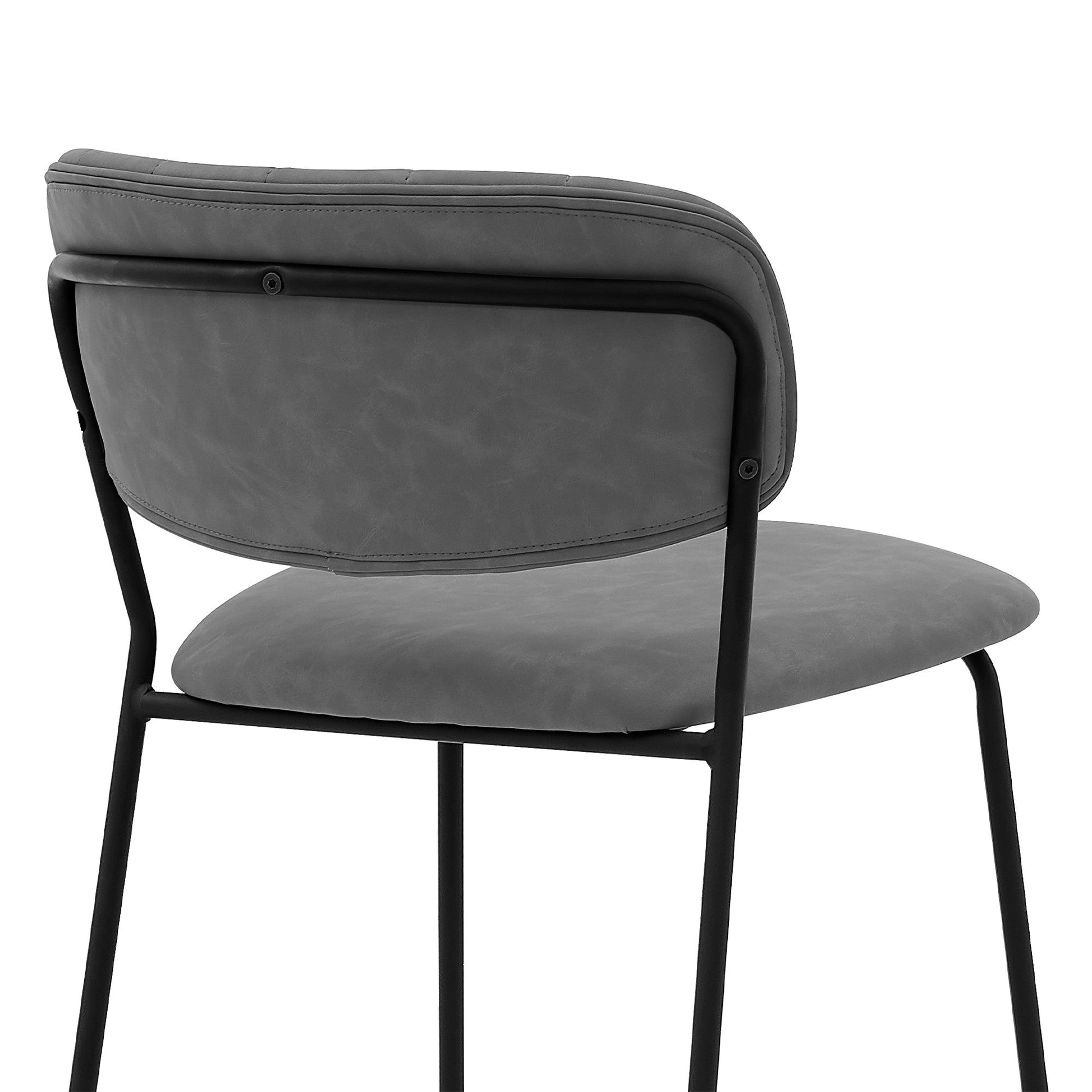 HomeRoots 26" Mod Grey Faux Leather Bar Stool with Black Metal Frame