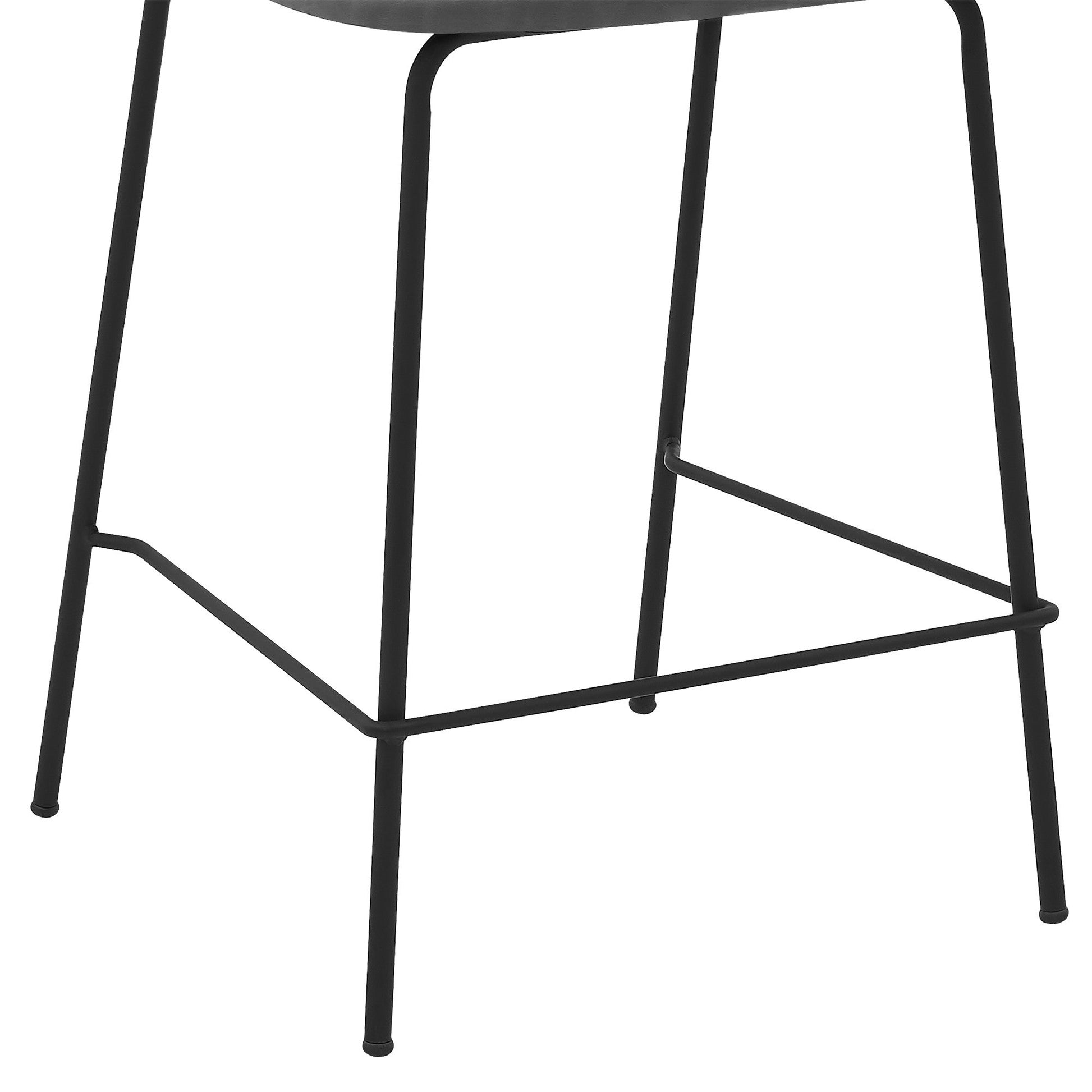 HomeRoots 26" Mod Grey Faux Leather Bar Stool with Black Metal Frame