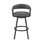 HomeRoots 26" Mod Grey Faux Leather Black Finish Swivel Bar Stool