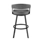 HomeRoots 26" Mod Grey Faux Leather Black Finish Swivel Bar Stool