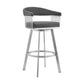 HomeRoots 26" Mod Grey Faux Leather Brushed Silver Finish Swivel Bar Stool