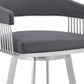 HomeRoots 26" Mod Slate Grey Faux Leather Swivel Bar Stool in Silver Finish