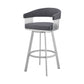 HomeRoots 26" Mod Slate Grey Faux Leather Swivel Bar Stool in Silver Finish