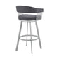 HomeRoots 26" Mod Slate Grey Faux Leather Swivel Bar Stool in Silver Finish
