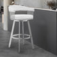 HomeRoots 26" Mod White Faux Leather Brushed Silver Finish Swivel Bar Stool