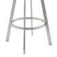 HomeRoots 26" Mod White Faux Leather Brushed Silver Finish Swivel Bar Stool