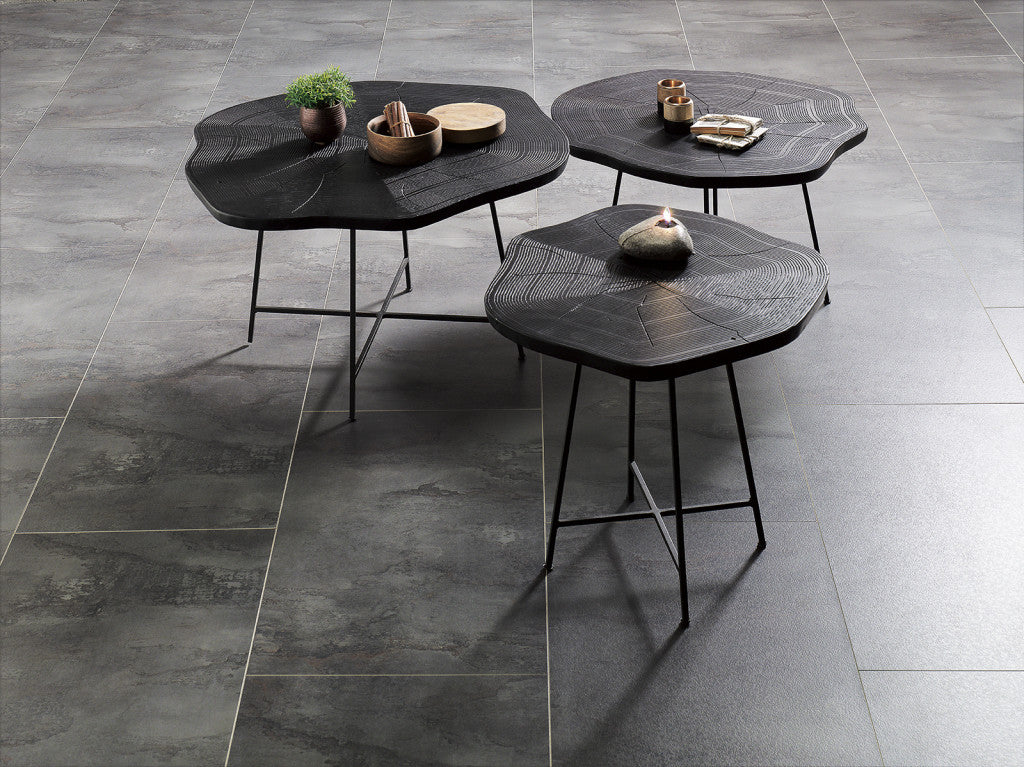 HomeRoots 26" Modern Black Organic Shaped Wood And Metal End Table