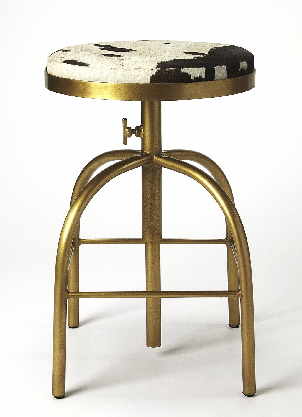 HomeRoots 26" Multicolor And Gold Swivel Backless Counter Height Bar Chair With Footrest