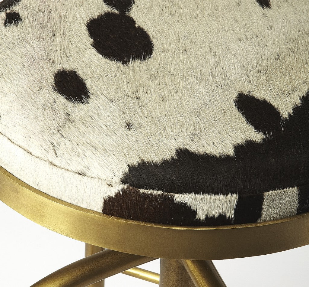 HomeRoots 26" Multicolor And Gold Swivel Backless Counter Height Bar Chair With Footrest