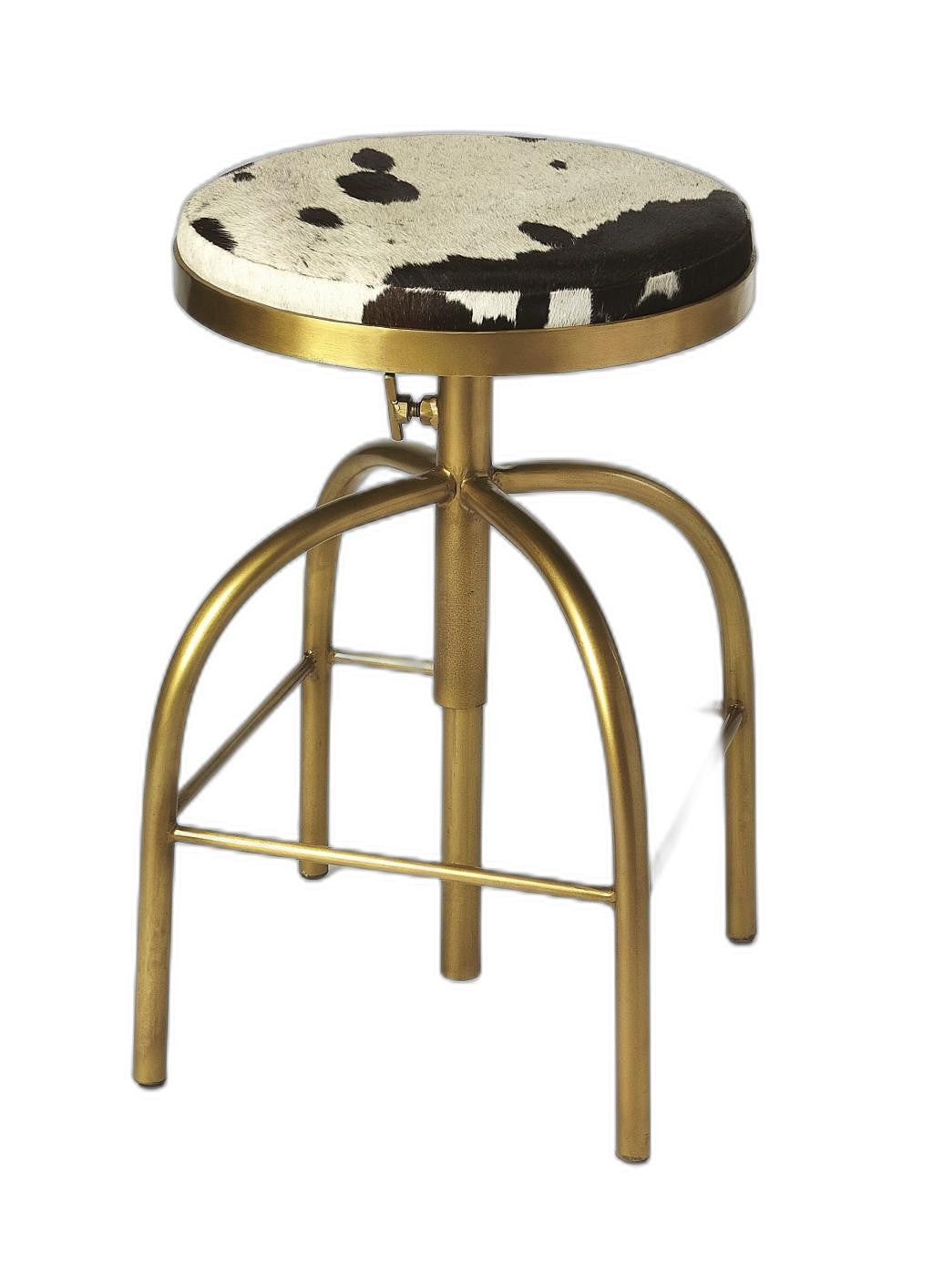 HomeRoots 26" Multicolor And Gold Swivel Backless Counter Height Bar Chair With Footrest