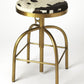 HomeRoots 26" Multicolor And Gold Swivel Backless Counter Height Bar Chair With Footrest