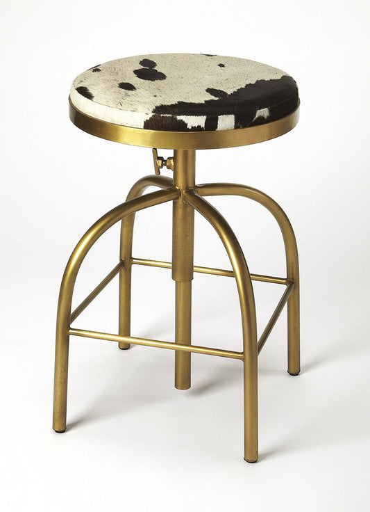 HomeRoots 26" Multicolor And Gold Swivel Backless Counter Height Bar Chair With Footrest