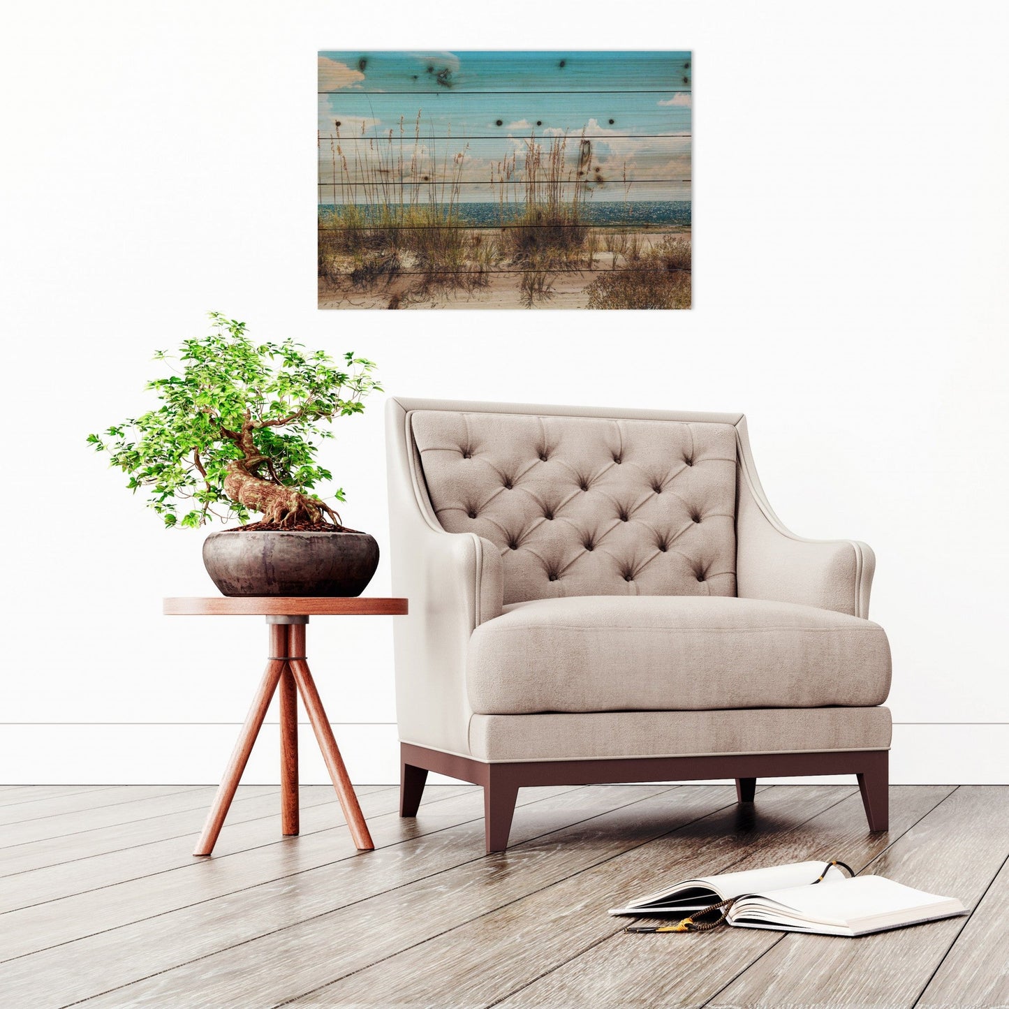 HomeRoots 26" Ocean Sand Dunes Wood Plank Wall Art
