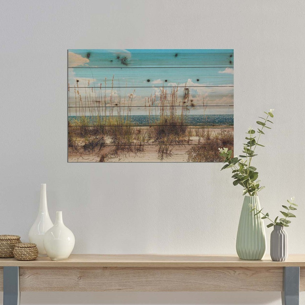 HomeRoots 26" Ocean Sand Dunes Wood Plank Wall Art