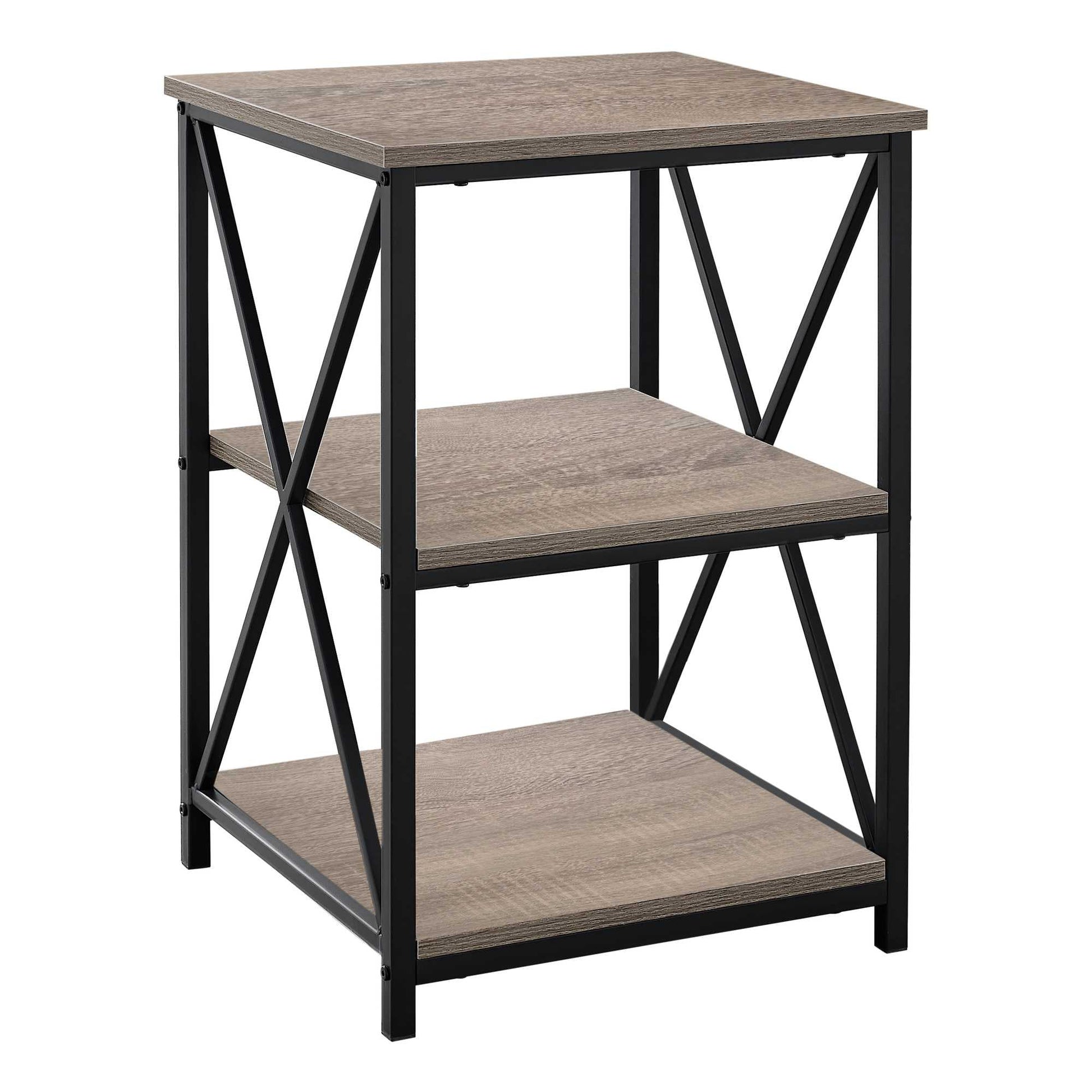 HomeRoots 26" Rectangular Metal Accent Table With Dark Taupe and Black Finish