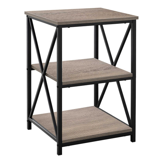 HomeRoots 26" Rectangular Metal Accent Table With Dark Taupe and Black Finish