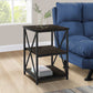HomeRoots 26" Rectangular Metal Accent Table With Espresso and Black Finish