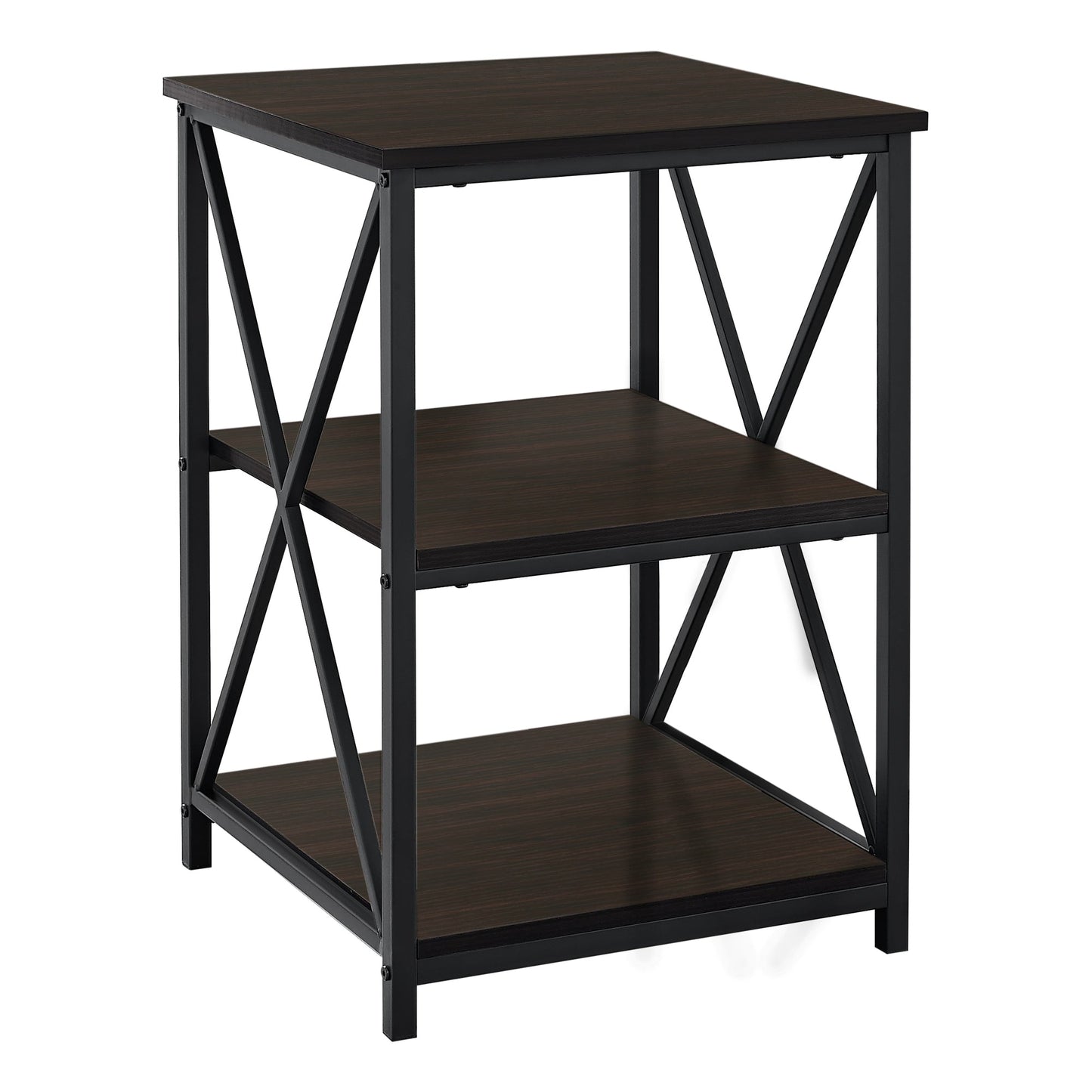 HomeRoots 26" Rectangular Metal Accent Table With Espresso and Black Finish