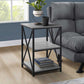 HomeRoots 26" Rectangular Metal Accent Table With Grey and Black Finish