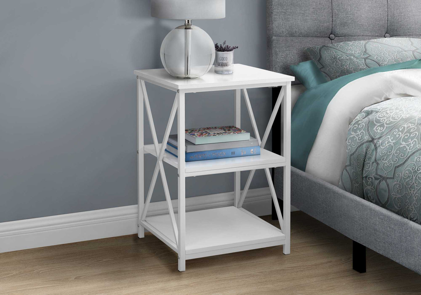 HomeRoots 26" Rectangular Metal Accent Table in White Finish
