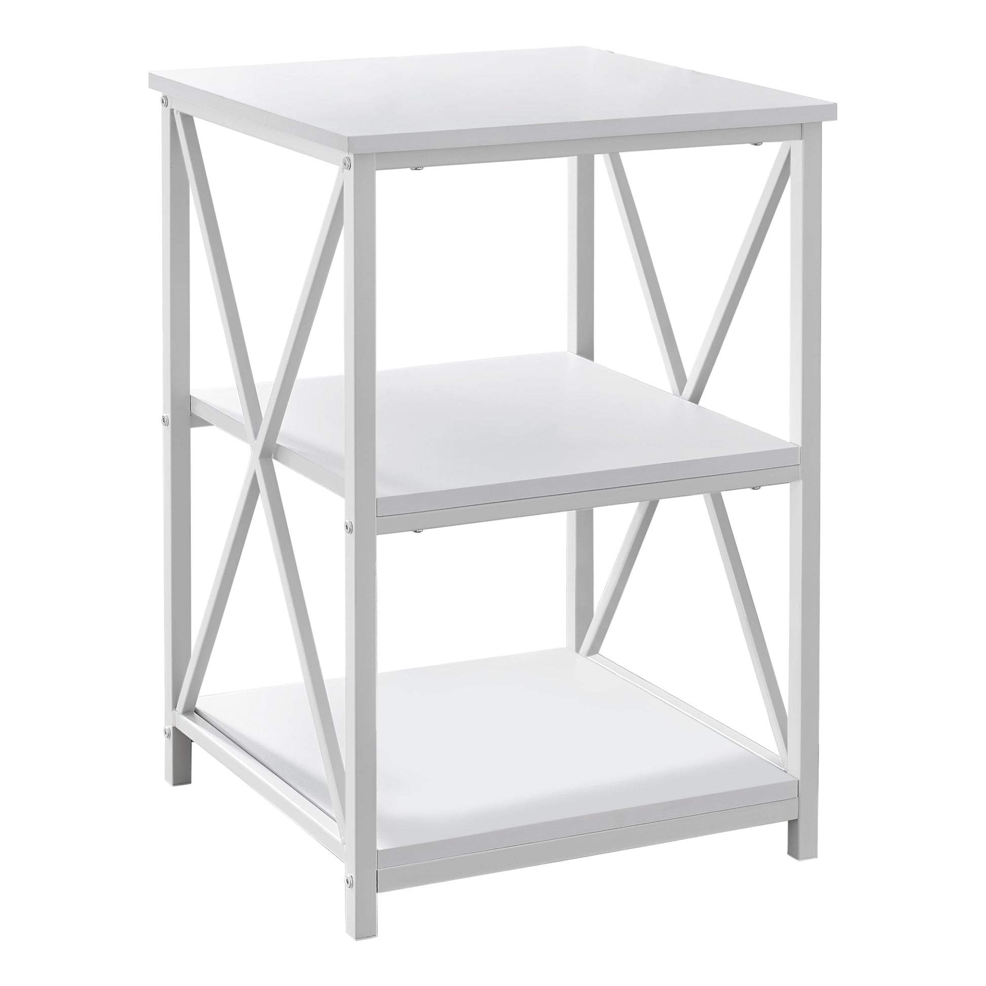 HomeRoots 26" Rectangular Metal Accent Table in White Finish