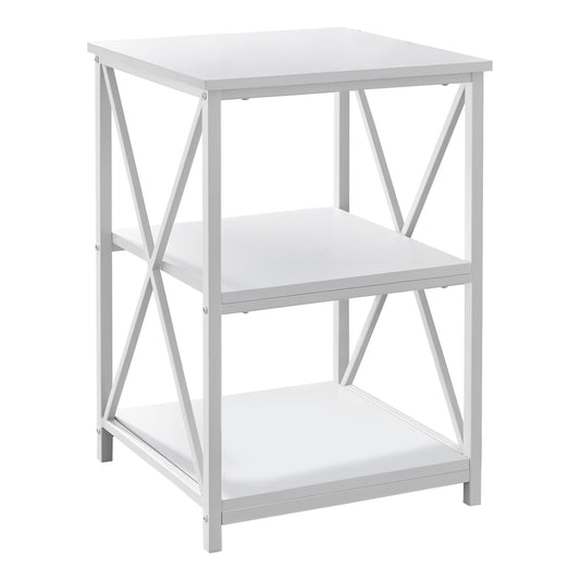 HomeRoots 26" Rectangular Metal Accent Table in White Finish
