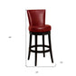 HomeRoots 26" Red Faux Leather Round Seat Black Wood Swivel Armless Bar Stool